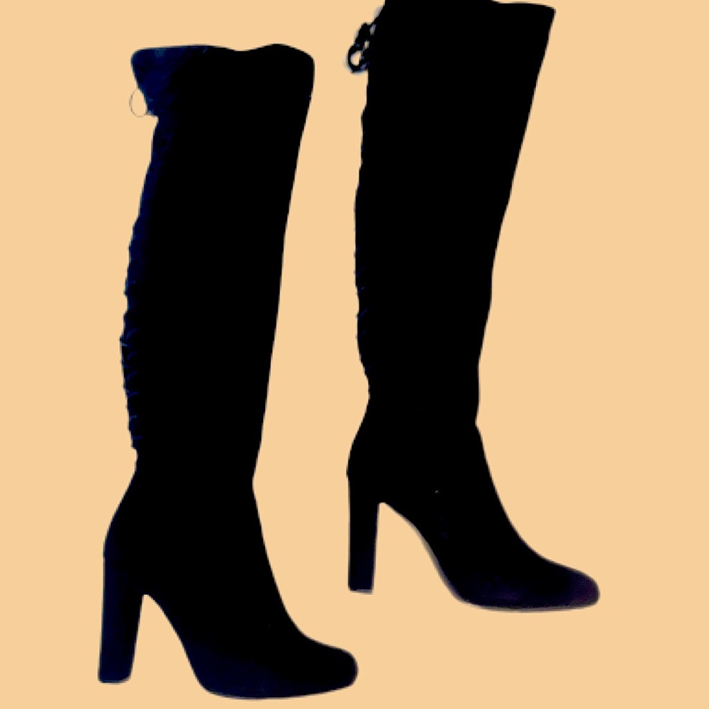 Top Moda Over the Knee Suede Black Boots size 8